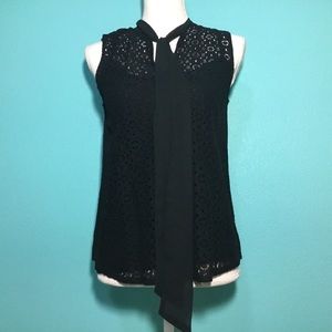 Banana Republic Sleeveless Lace Tie Neck Tank